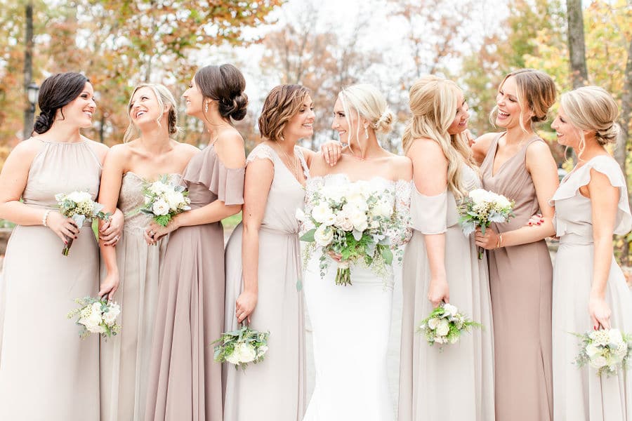 Bridal party with bouquets