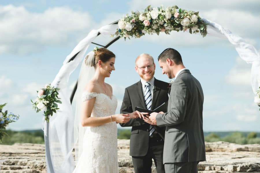 Bride and groom in ceremony