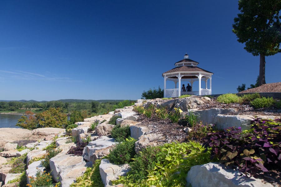 Beautiful gazebo at wedding venue in missouri next to the missouri river 