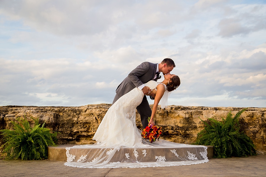 Kissing couple at our Hermann, Missouri wedding venue